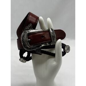 Vintage Brighton Women's Belt Sz M 30 Brown Leather & Braided Leather 36”long